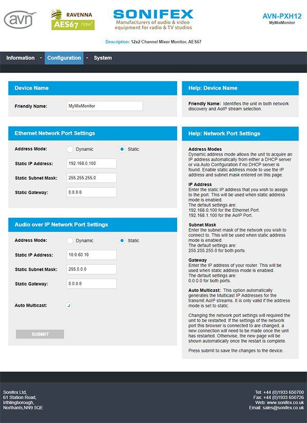 Network page