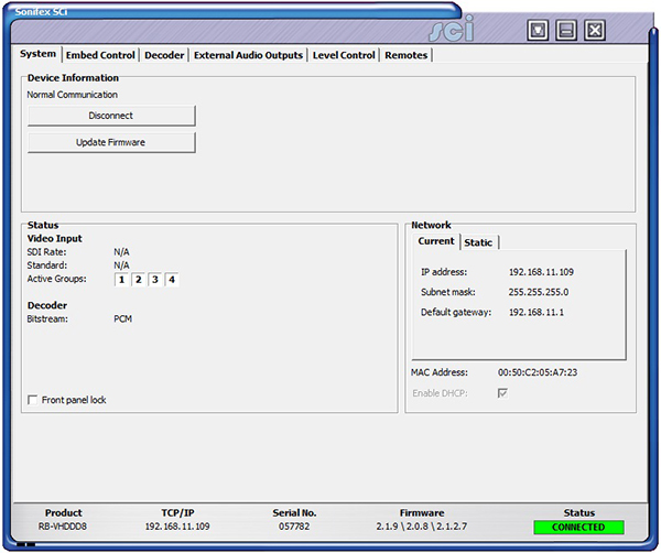 Sci image - RB-VHDDD8 System Screen