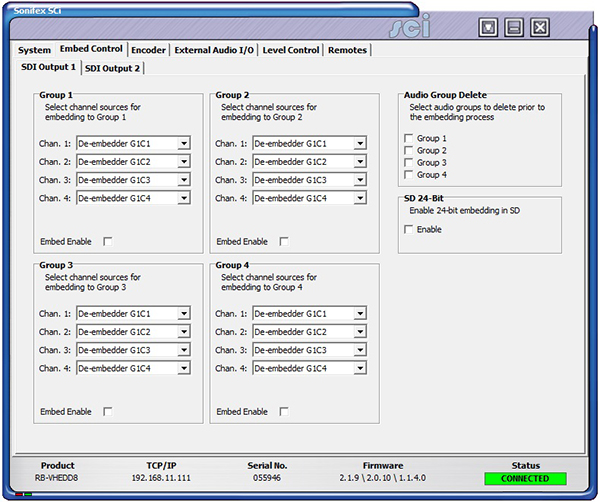 Sci image - RB-VHEDD8 Embed Control Screen SDI1