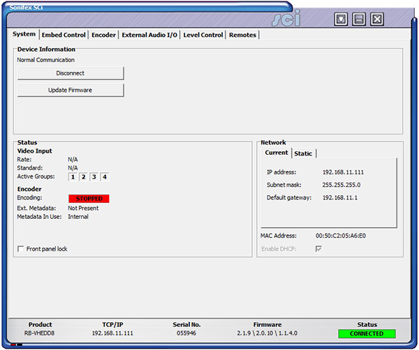 Sci image - RB-VHEDD8 System Screen